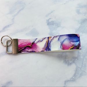Cotton candy keychain vegan leather.